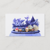 BLAUWE KARAKTER VAN ZWANEN MET KOPEN EN PASPOT VISITEKAARTJE (Achterkant)