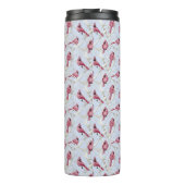 Blauwe kardinale vogels Gepersonaliseerde monogram Thermosbeker (Achterkant)