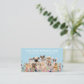 Blauwe kartonnen katten Dogs Pet Sitter Visitekaartje (Staand voorkant)