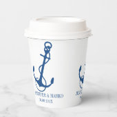 Blauwe kartonnen kerbekervel papieren bekers (Voorkant)