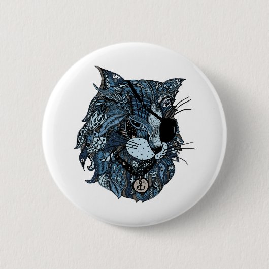 blauwe kat (3) ronde button 5,7 cm (Voorkant)