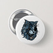 blauwe kat (3) ronde button 5,7 cm (Voorkant /achterkant)