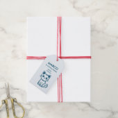 Blauwe kat Aangepaste kleuren   Cadeaulabel (Met Touw)