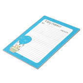 Blauwe Kat ballon met dagtekening Notitieblok (Schuin)