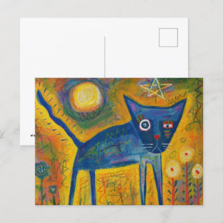 Blauwe kat briefkaart