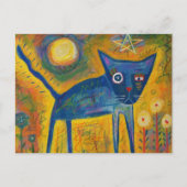 Blauwe kat briefkaart (Voorkant)