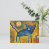 Blauwe kat briefkaart (Staand voorkant)
