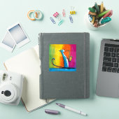 Blauwe kat die een saxofoon speelt sticker (iPad Cover)