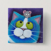 Blauwe kat en muis Button (Voorkant)