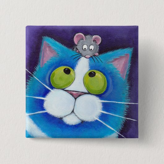 Blauwe kat en muis Button (Voorkant)