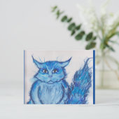 blauwe kat feestdagenkaart (Staand voorkant)