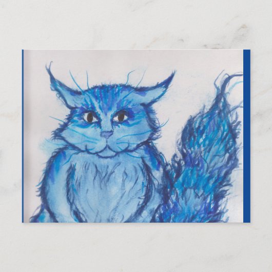 blauwe kat feestdagenkaart (Voorkant)