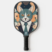 Blauwe kat gepersonaliseerde pickleball paddle (Voorkant)