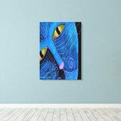 Blauwe Kat Gezicht Abstract Schilderen Canvas Afdruk (Insitu (Houten vloer))