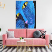 Blauwe Kat Gezicht Abstract Schilderen Canvas Afdruk (Insitu (Woonkamer))