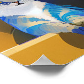 Blauwe kat gouden zonnescherm poster (Hoek)