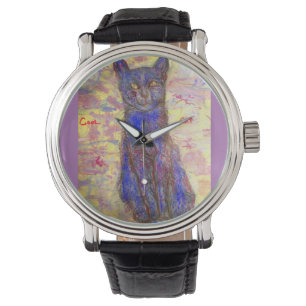 Blauwe kat horloge
