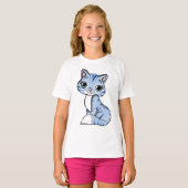Blauwe kat katachtig dier t-shirt (Voorkant volledig)