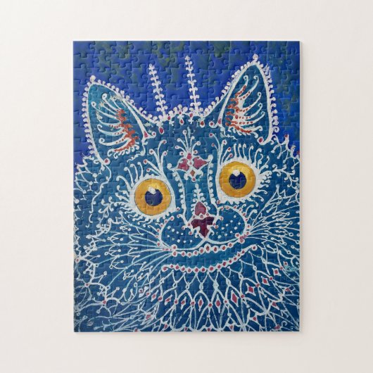 Blauwe kat  kunst puzzel (Verticaal)