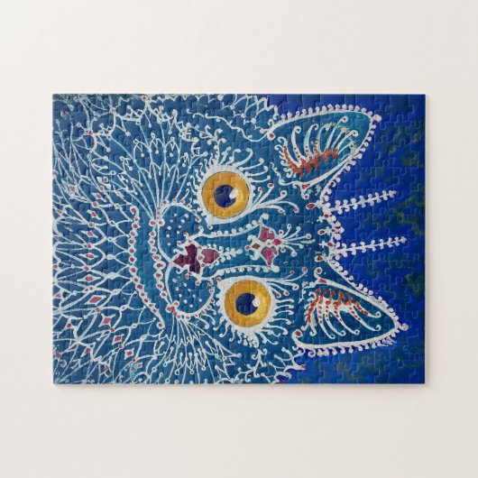 Blauwe kat  kunst puzzel legpuzzel (Horizontaal)