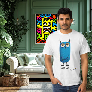 blauwe kat   LOW-KEY - door ontwerp   Leuk Casual T-shirt