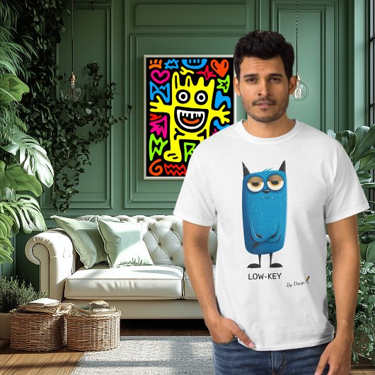 blauwe kat | LOW-KEY - door ontwerp | Leuk Casual T-shirt
