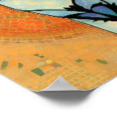 Blauwe kat-marokkaanse mozaïek abstracte gouden zo poster (Hoek)