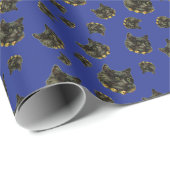 Blauwe  kat met bellen cadeaupapier (Rol Hoek)