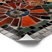 Blauwe kat met bloemen betegeld mozaïek perfect poster (Hoek)