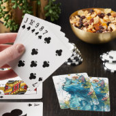 Blauwe kat met bloemen pokerkaarten (Insitu)