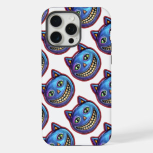 Blauwe Kat met Brede Glimlach Vintage Halloweenies iPhone 15 Pro Max Case