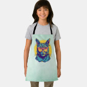 Blauwe kat met Oranje bril Schort (Insitu)