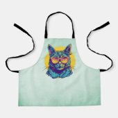 Blauwe kat met Oranje bril Schort (Voorkant)