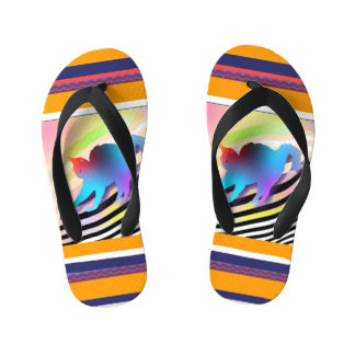 Blauwe kat met strepen kinder teenslippers