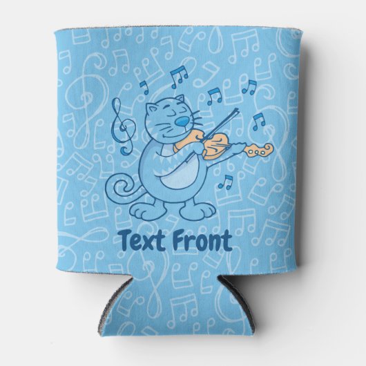 Blauwe kat met Violin Bottle Cooler (Voorkant)