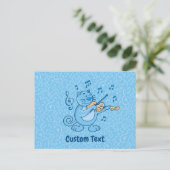Blauwe kat met Violin Briefkaart (Staand voorkant)