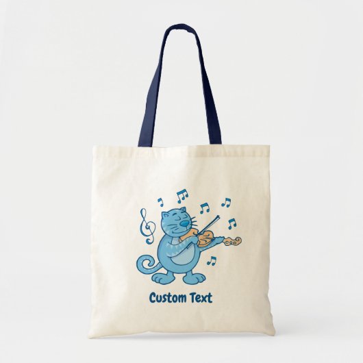 Blauwe kat met Violin Canvas tas (Voorkant)