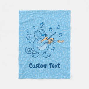 Blauwe kat met Violin Fleece Blanket Deken