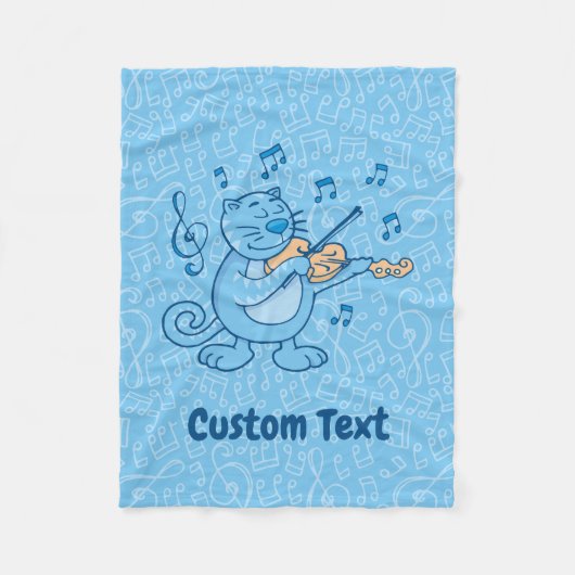 Blauwe kat met Violin Fleece Blanket Deken (Voorkant)