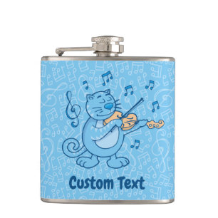 Blauwe kat met Violin Hip Flask Heupfles