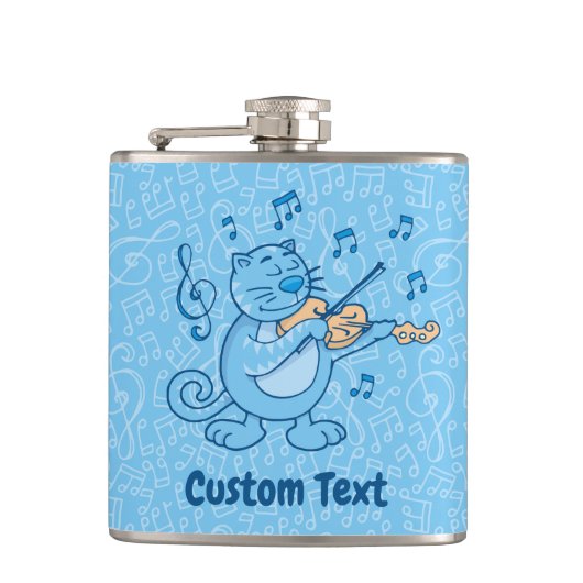 Blauwe kat met Violin Hip Flask Heupfles (Voorkant)