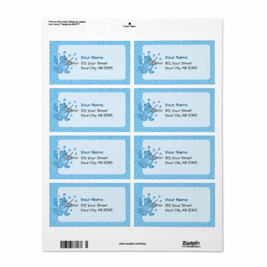 Blauwe kat met Violin Label (Full Sheet)