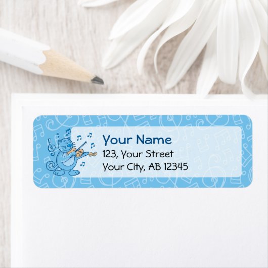 Blauwe kat met Violin Label (Insitu)