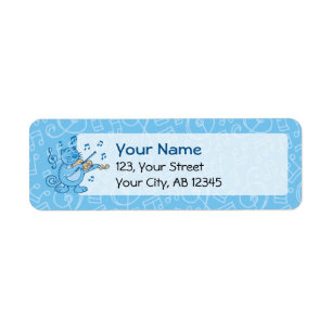 Blauwe kat met Violin Label