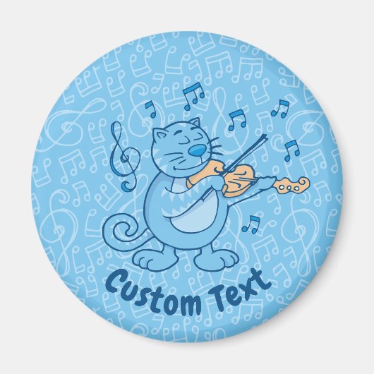 Blauwe kat met Violin Magnet (Voorkant)