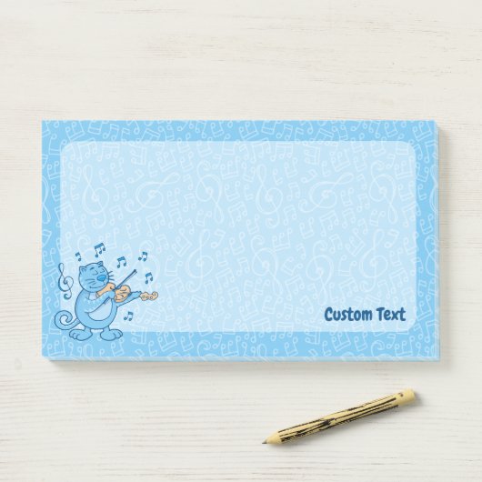 Blauwe kat met Violin Notes (Op bureau)