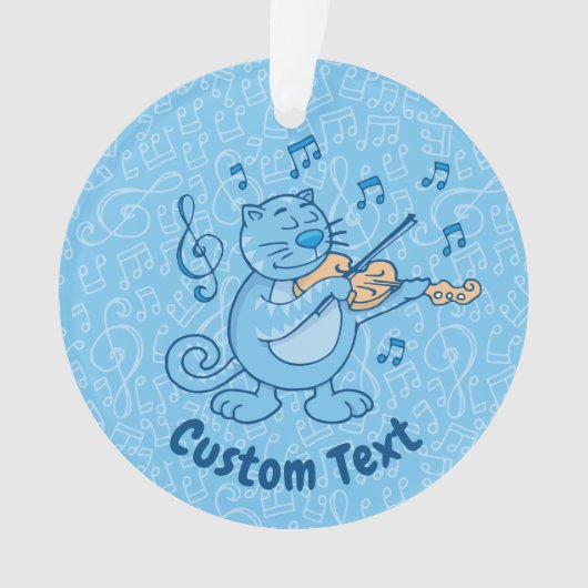 Blauwe kat met Violin Ornament (voorkant)