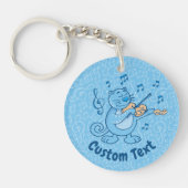 Blauwe kat met Violin Sleutelhanger (Voorkant)