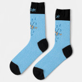 Blauwe kat met Violin Socks Sokken (Links)