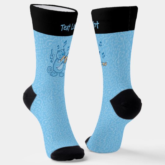 Blauwe kat met Violin Socks Sokken (Gebogen)